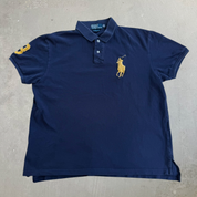 J- Vintage Polo RL Embroidered Logo Navy Polo Shirt - XL