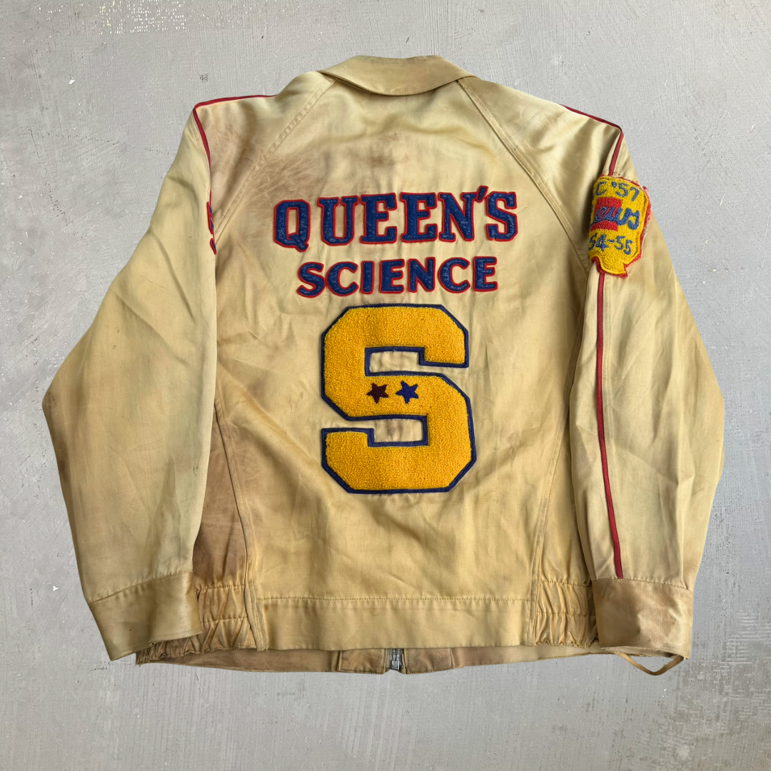 J- Vintage 1950's Queen's University Chenille Varsity Jacket - M