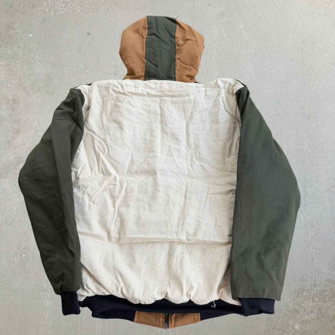 J- Carhartt Reworked Brown/Olive Green Hooded Jacket - L