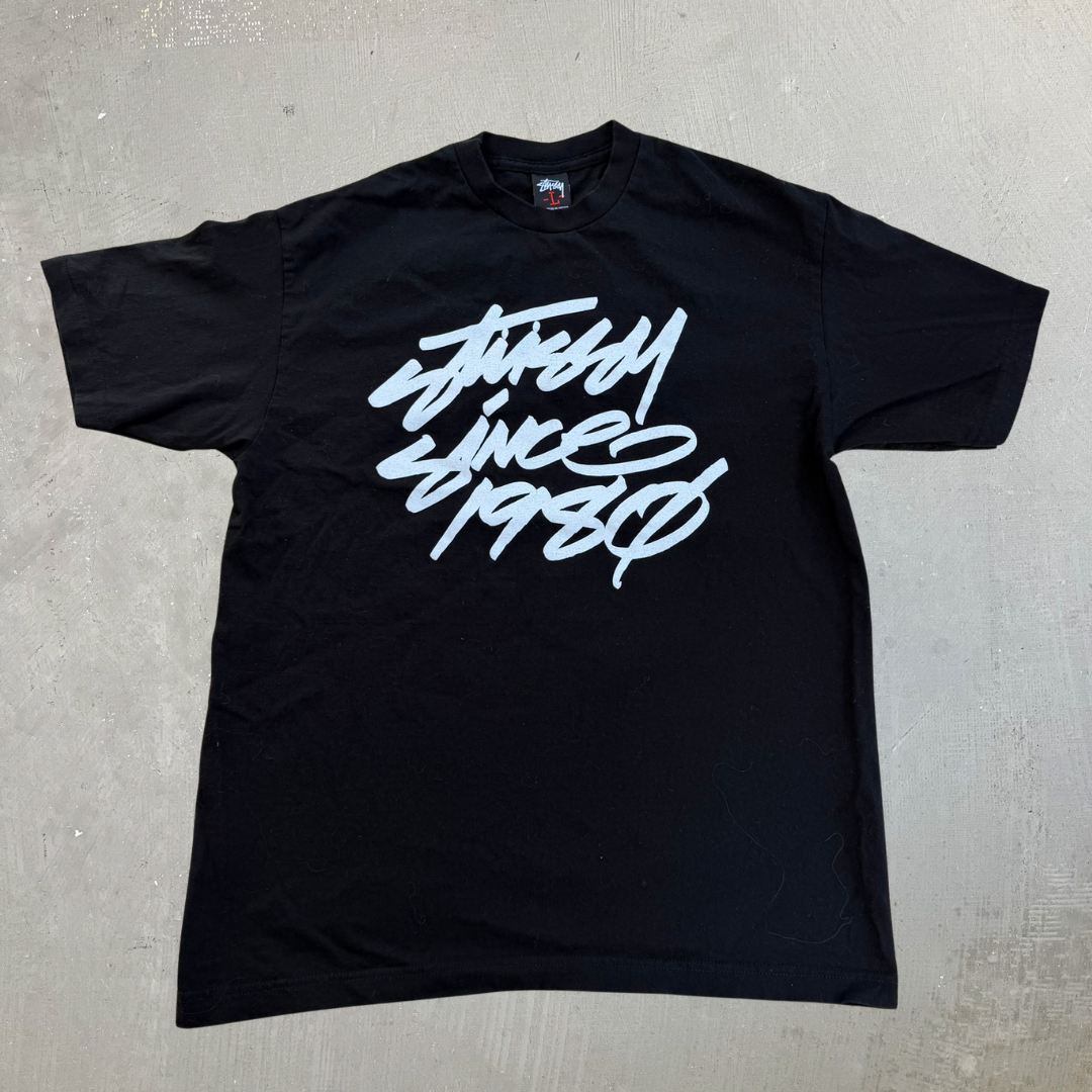 J- Vintage Stussy Since 1980 Text Graphic Tee - L
