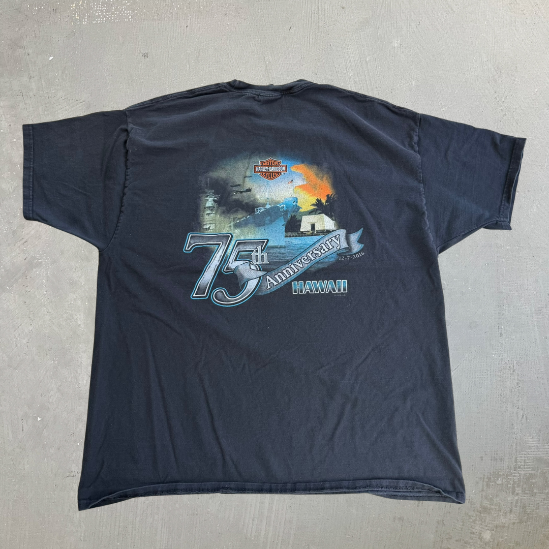J- '16 Harley Davidson 75th Anniversary Pearl Harbor Graphic Tee - 2XL