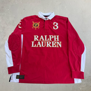 J- Vintage Ralph Lauren St Moritz Polo World Cup On Snow Long Sleeve Rugby Shirt - XL