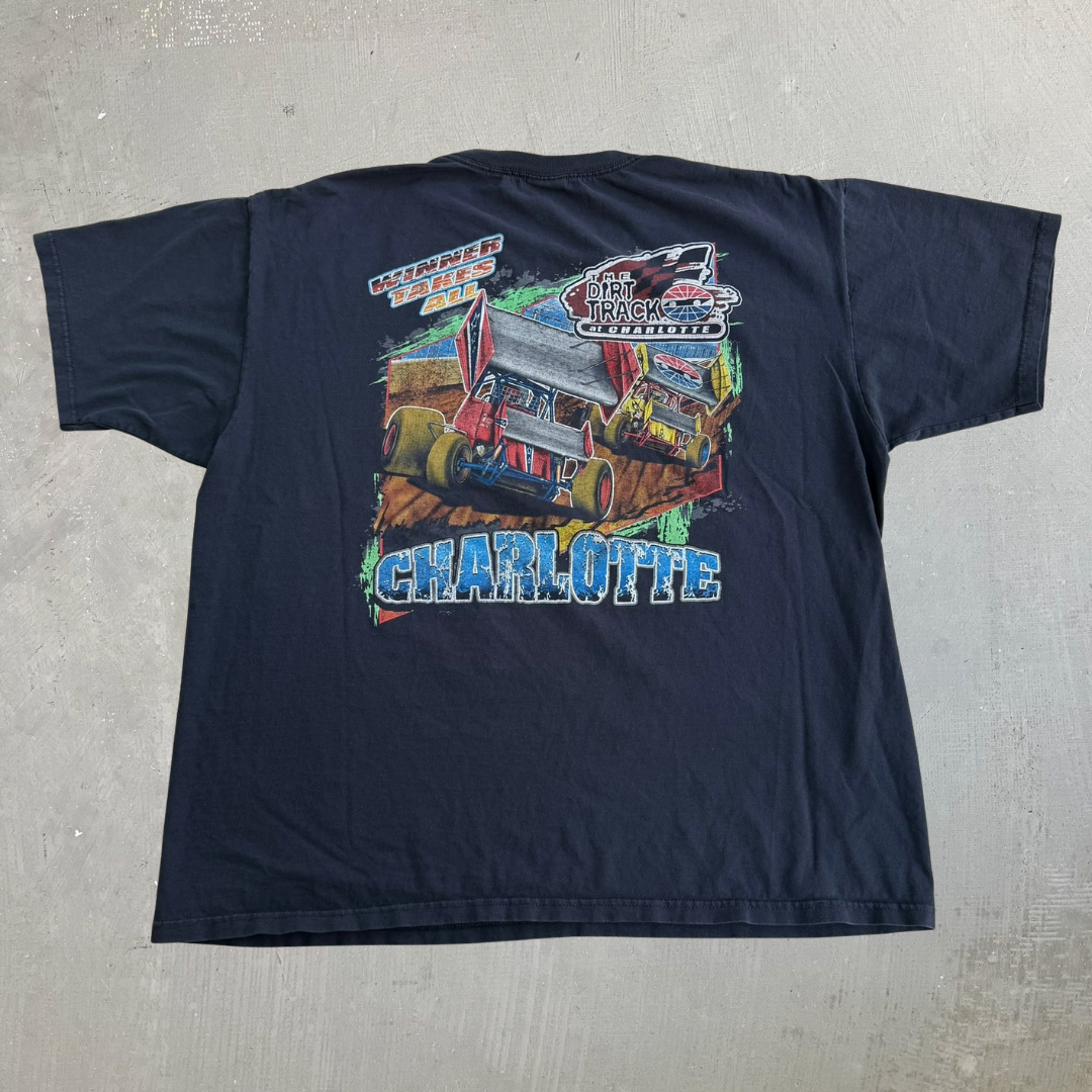 Vintage The Dirt Track Charlotte North Carolina Dirt Cars & Superstars Graphic Tee - 2XL