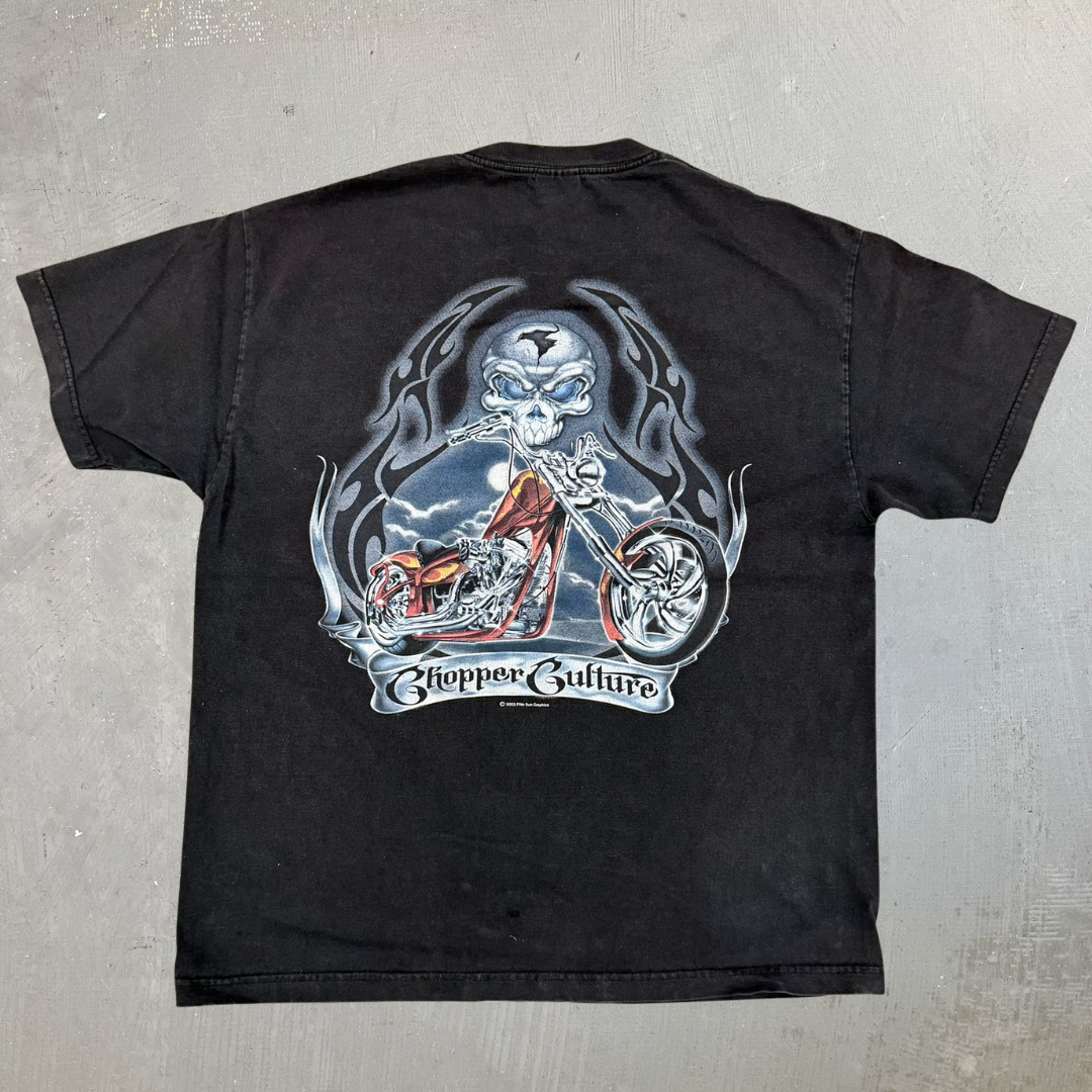 J- Vintage '03 Chopper Culture Text & Graphic Tee - XL
