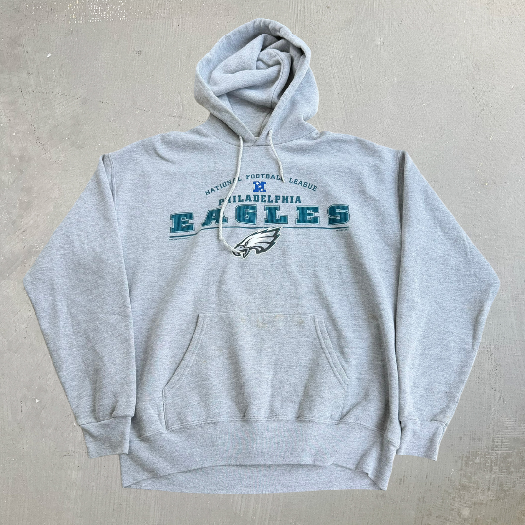 J- Vintage '01 Philadelphia Eagles NFL Lee Text & Logo Hoodie - M