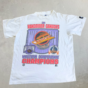 J- Vintage '94 Vancouver Canucks NHL Starter Western Conference Champions Single Stitch Tee - S