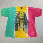 J- Vintage '99 Zion Bob Marley Picture & Text Tie Dye Graphic Tee - XL