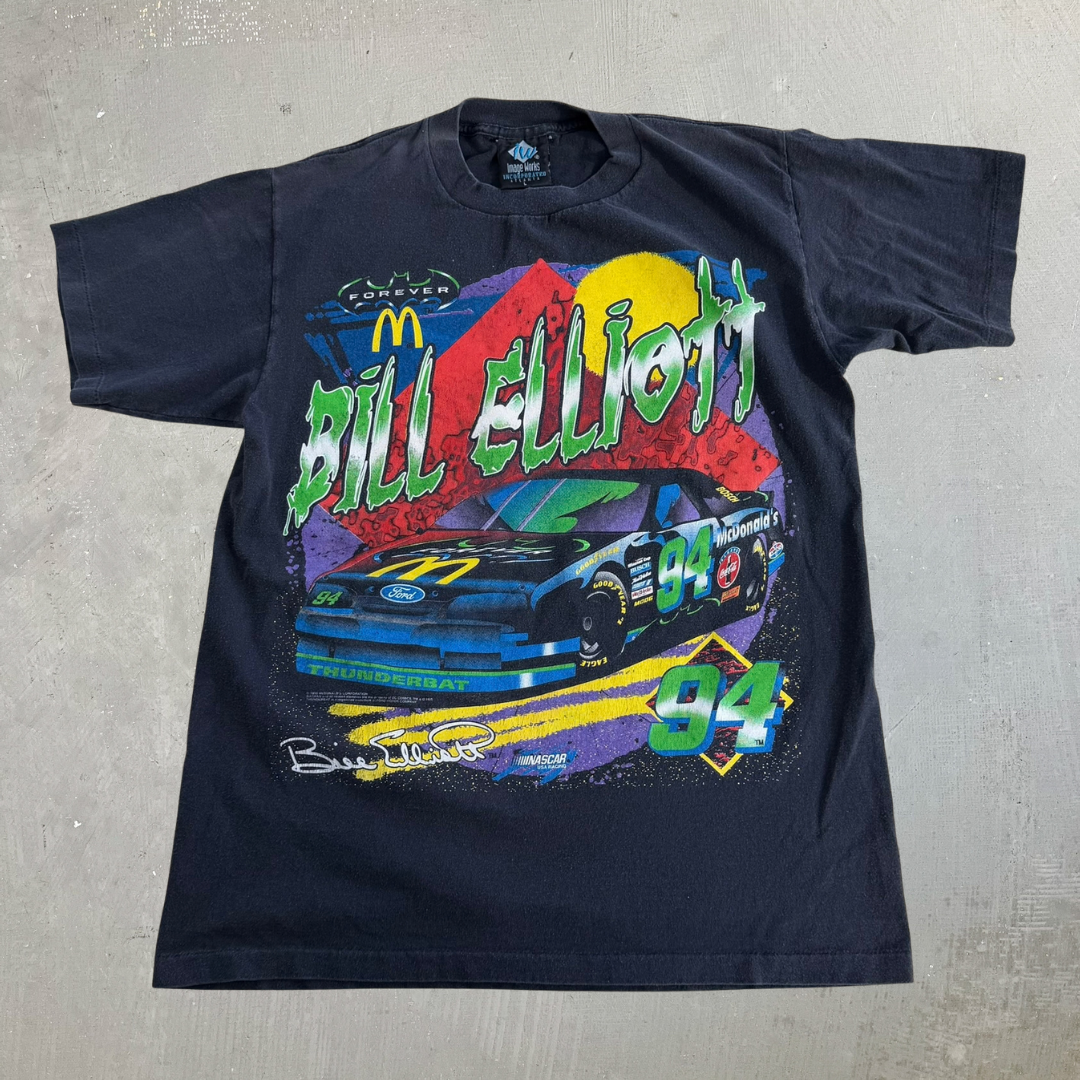Vintage '95 Nascar Bill Elliot McDonald Racing Team Batman Forever Jumbo Print Made In USA Single Stitch Tee - L