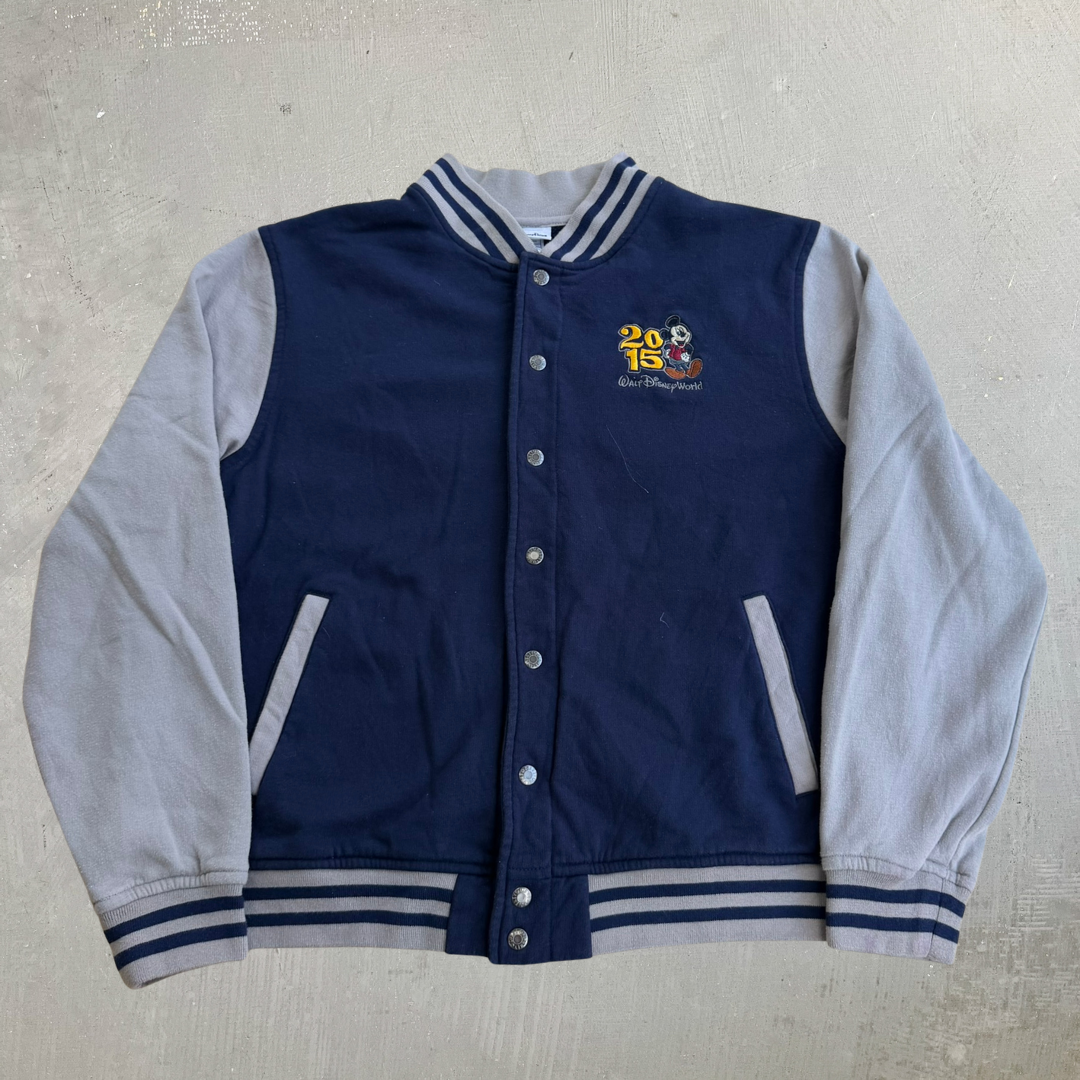 J- 2015 Disney Walt Disney World Embroidered & Chenille Embroidered Graphic Varsity Jacket - L