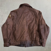 Vintage Pollini Made In Italy Embroidered Crest Zip Up Leather Jacket - M