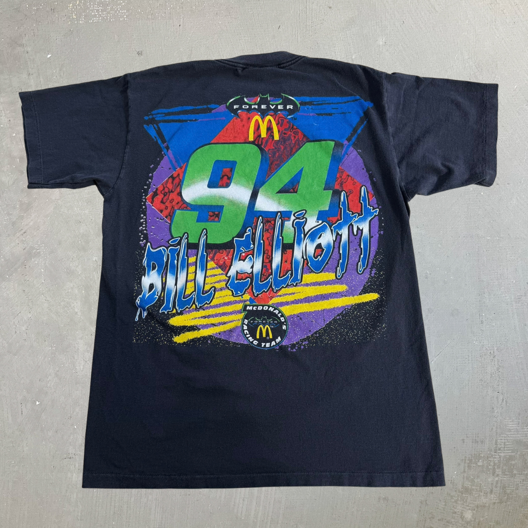 Vintage '95 Nascar Bill Elliot McDonald Racing Team Batman Forever Jumbo Print Made In USA Single Stitch Tee - L