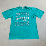 J- Vintage '89 Saskatchewan Roughriders CFL Grey Cup Champions Single Stitch Tee - L