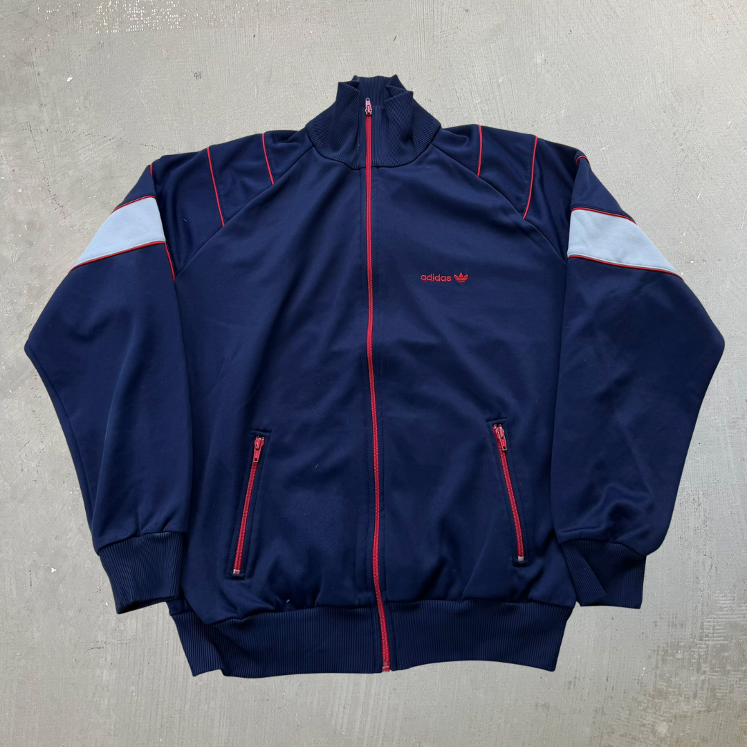 J- Vintage 80s Adidas Embroidered Logo Zip Up Track Jacket - XL