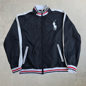 J- Vintage Polo RL Embroidered Logo Nylon Zip Up Track Jacket - XL