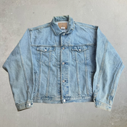 J- Vintage Gap Blue Jeans Embroidered Logo Denim Jacket - XL