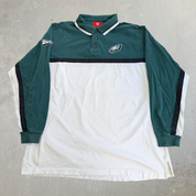 J- Vintage Philadelphia Eagles NFL Embroidered Logo Long Sleeve Rugby Shirt - XL
