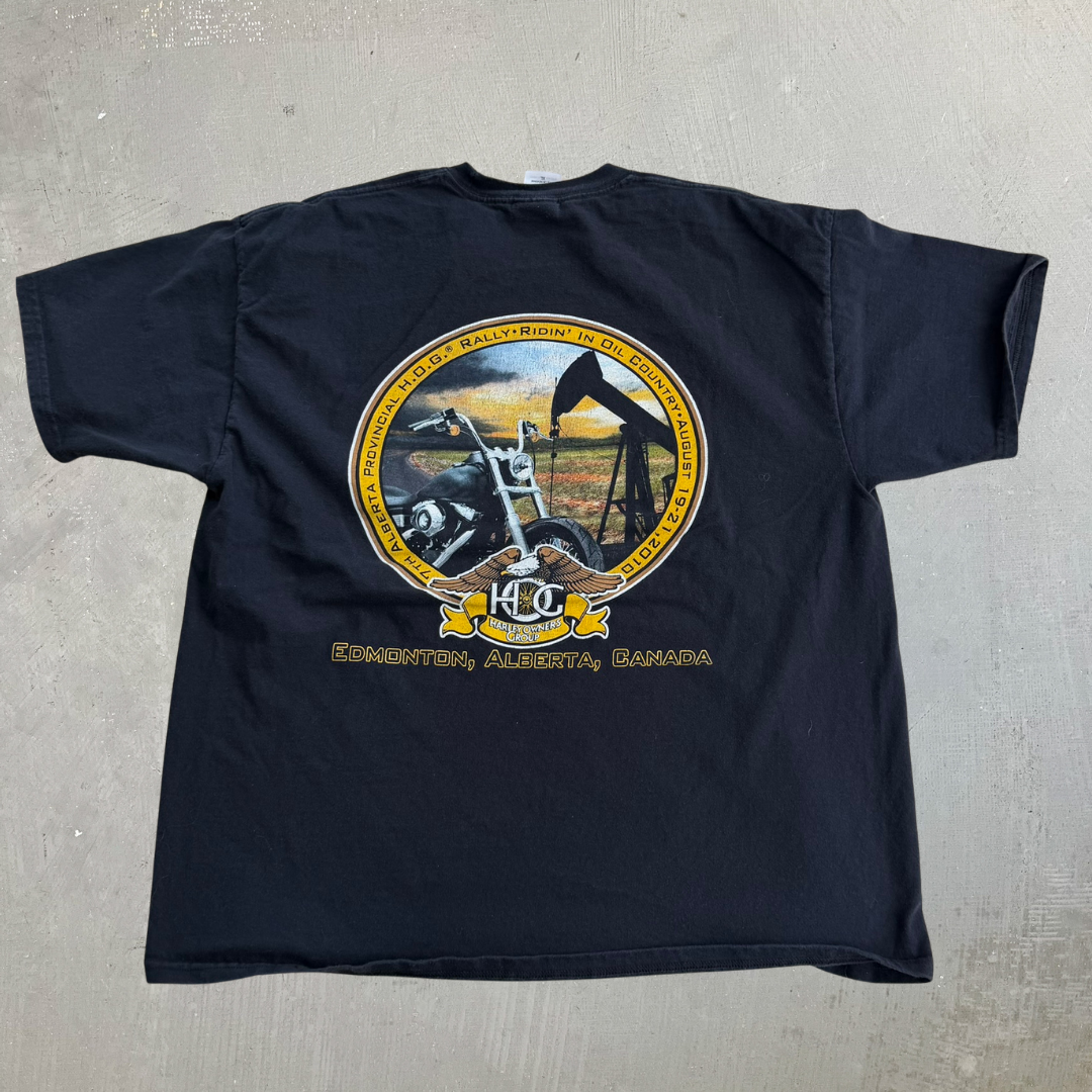 J- Vintage '10 Harley Davidson Owners Group Edmonton Alberta Rally Graphic Tee - XL