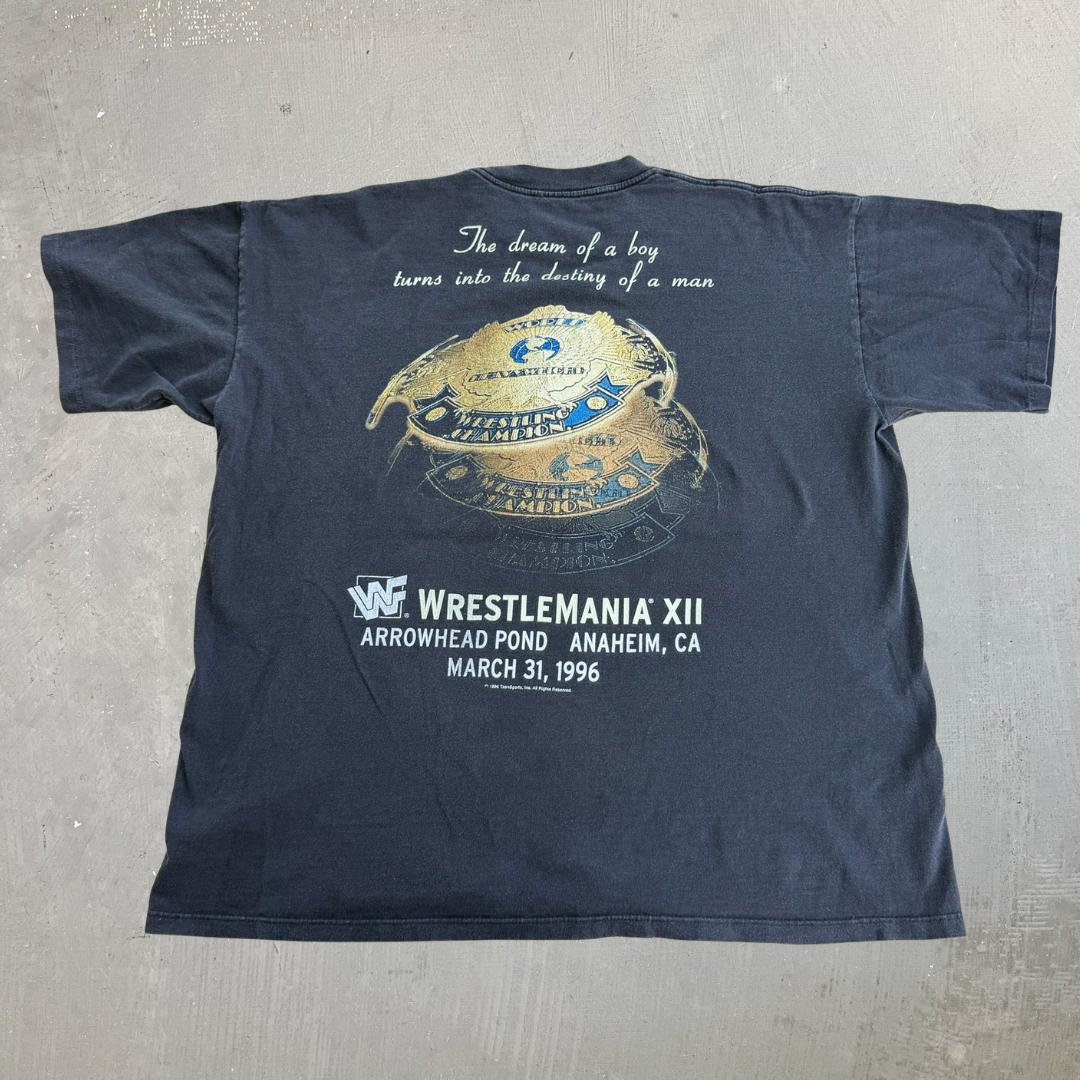 J- Vintage '96 WWE WrestleMania 12 Shawn Michael Heartbreak Kid Picture Single Stitch Tee - XL