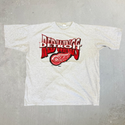 J- Vintage Detroit Red Wings NHL Logo & Text Graphic Tee - XL