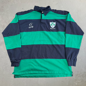 Live For Rugby Ireland Embroidered Crest Stripped Long Sleeve Rugby Shirt - 2XL