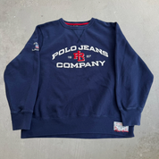 J- Vintage Polo Jeans Ralph Lauren Embroidered Logo Text Crewneck - L