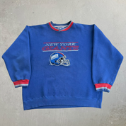 J- Vintage New York Giants NFL Starter Embroidered Graphic Text & Logo Crewneck - L