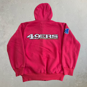 J- Vintage San Francisco 49ers NFL Sherpa Lined Zip Up Hoodie - M