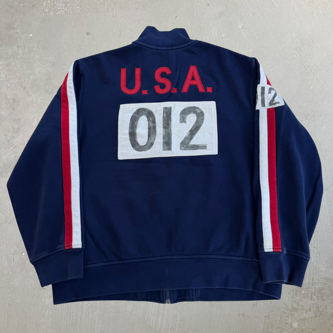 J- Vintage Polo RL USA Track & Field Championship Zip Up Track Jacket - XL