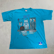 J- Vintage Charlotte Hornets NBA CCM Embroidered Graphic Single Stitch Tee - XL