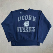 Vintage University Of Connecticut Huskies Pro Player Logo & Text Made In USA Crewneck - XL