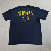J- Vintage Nirvana Smiley Face Logo Single Stitch Tee - L