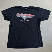 J- Vintage Harley Davidson Cafe Las Vegas Live Hard Ride Easy Graphic Tee - L