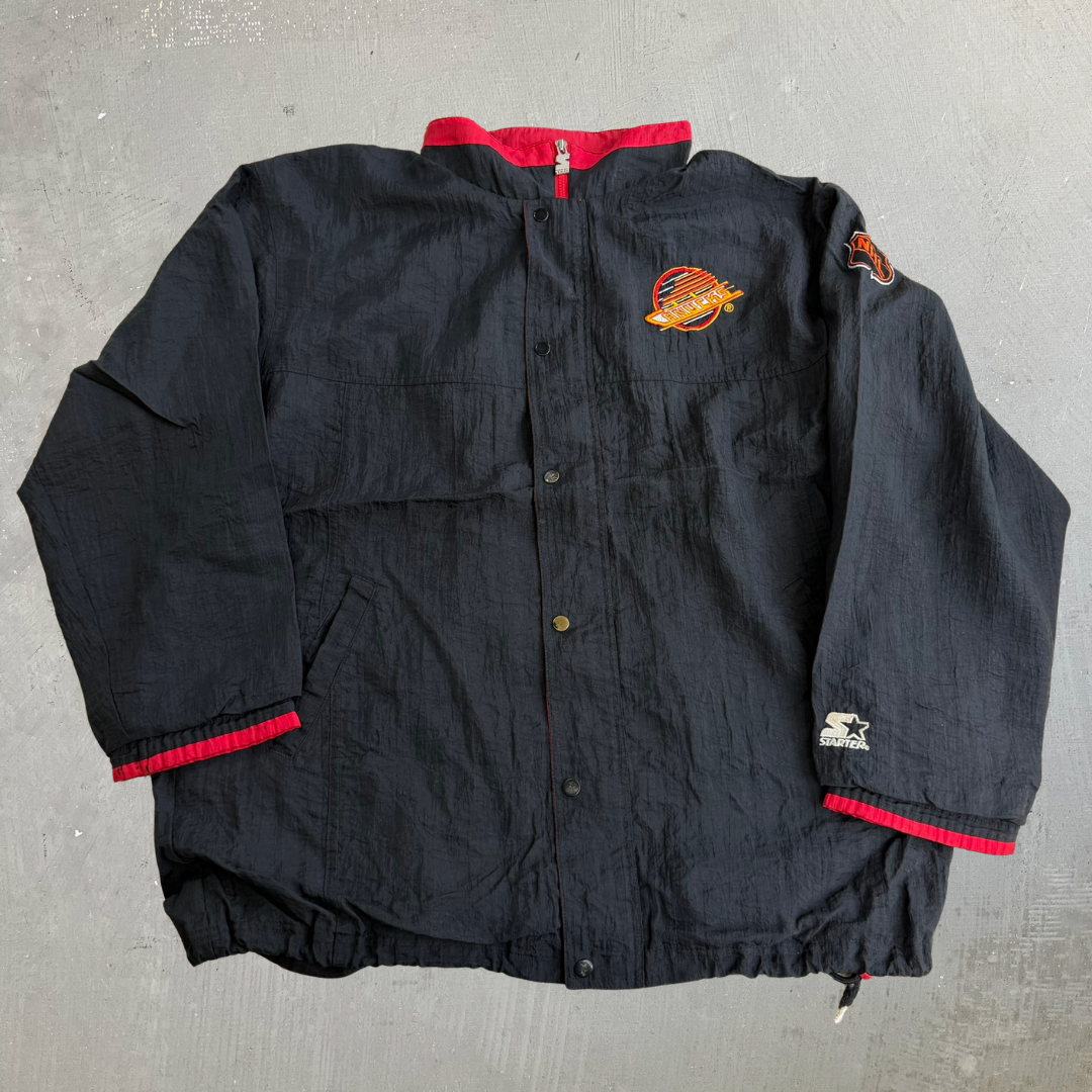 J- Vintage Vancouver Canucks NHL Starter Embroidered Logo Lightweight Jacket - XL