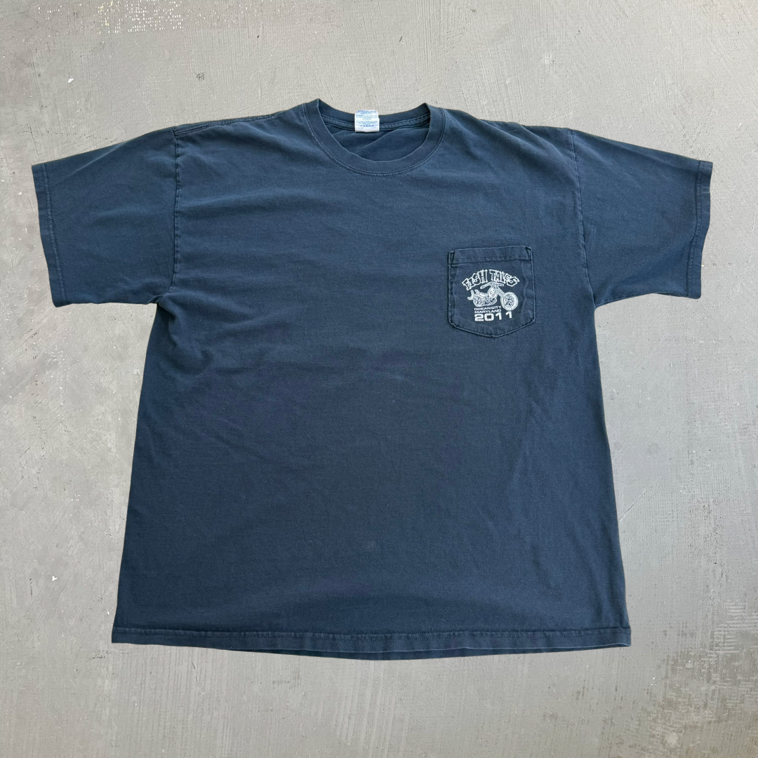 J- Vintage '11 Fish Tales Ocean City Bike Week Graphic Pocket Tee - XL
