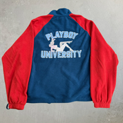 J- Vintage Playboy University Embroidered Logo Quarter Zip Polar Fleece - L
