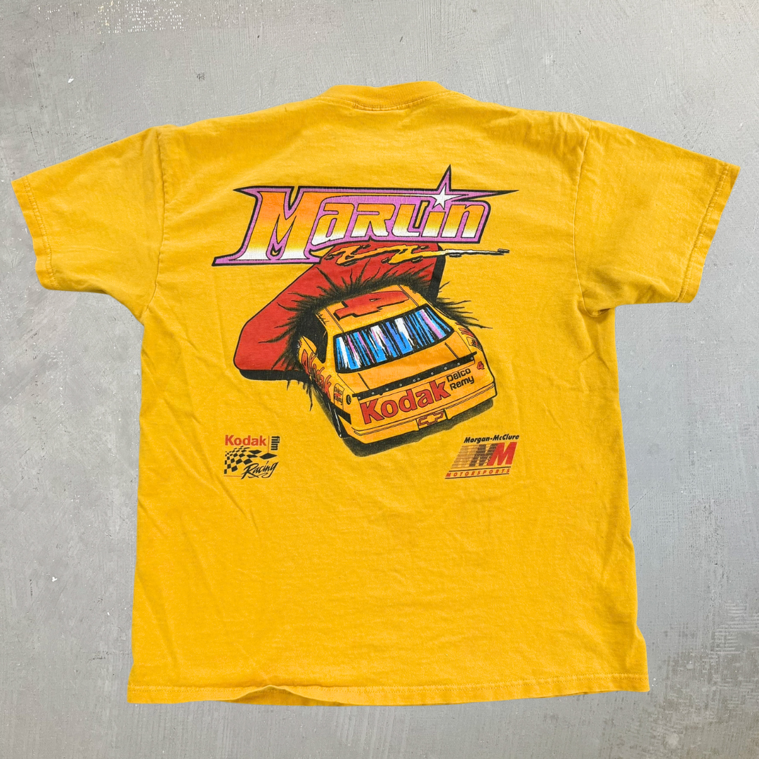 Vintage '94 Nascar Sterling Martin Kodak Film Going For Gold Graphic Lee Made In USA Tee - L