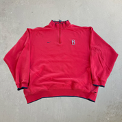 J- Vintage Nike Team Boston Red Sox MLB Embroidered Logo Quarter Zip Crewneck - XL