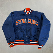 J- Vintage Starter Syracuse University Embroidered Text Made In USA Satin Bomber Jacket - L