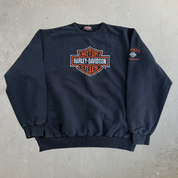 Vintage Harley Davidson London Ontario Embroidered Text & Logo Crewneck - XL