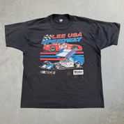 Vintage 90s Nascar Lee USA Speedway Cars Graphic Made In USA Single Stitch Tee - XL