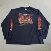 J- Vintage '08 Harley Davidson Calgary Alberta Smoking Hot Long Sleeve Tee - 2XL