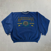 Vintage University Of Michigan Wolverines Text Graphic Crewneck - XL
