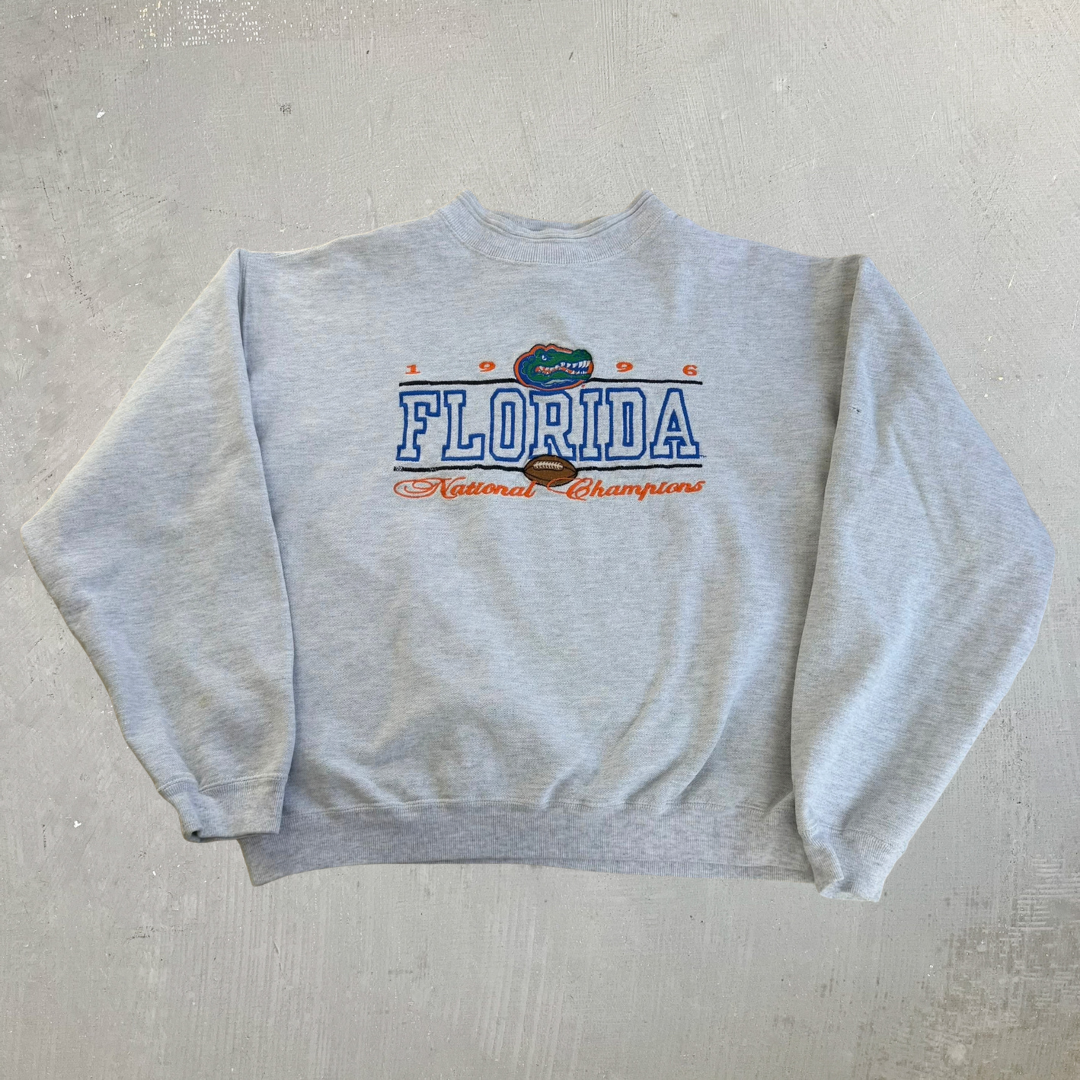 Vintage '96 University Of Florida Gators Football National Champion Embroidered Made In USA Crewneck - M
