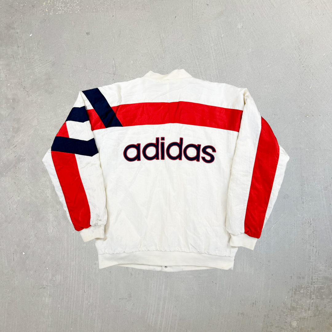 F- Vintage Adidas Button Snap Bomber Jacket