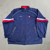 J- Vintage 90s Diadora Embroidered Text & Logo Zip Up Track Jacket - 40 (fits XL)