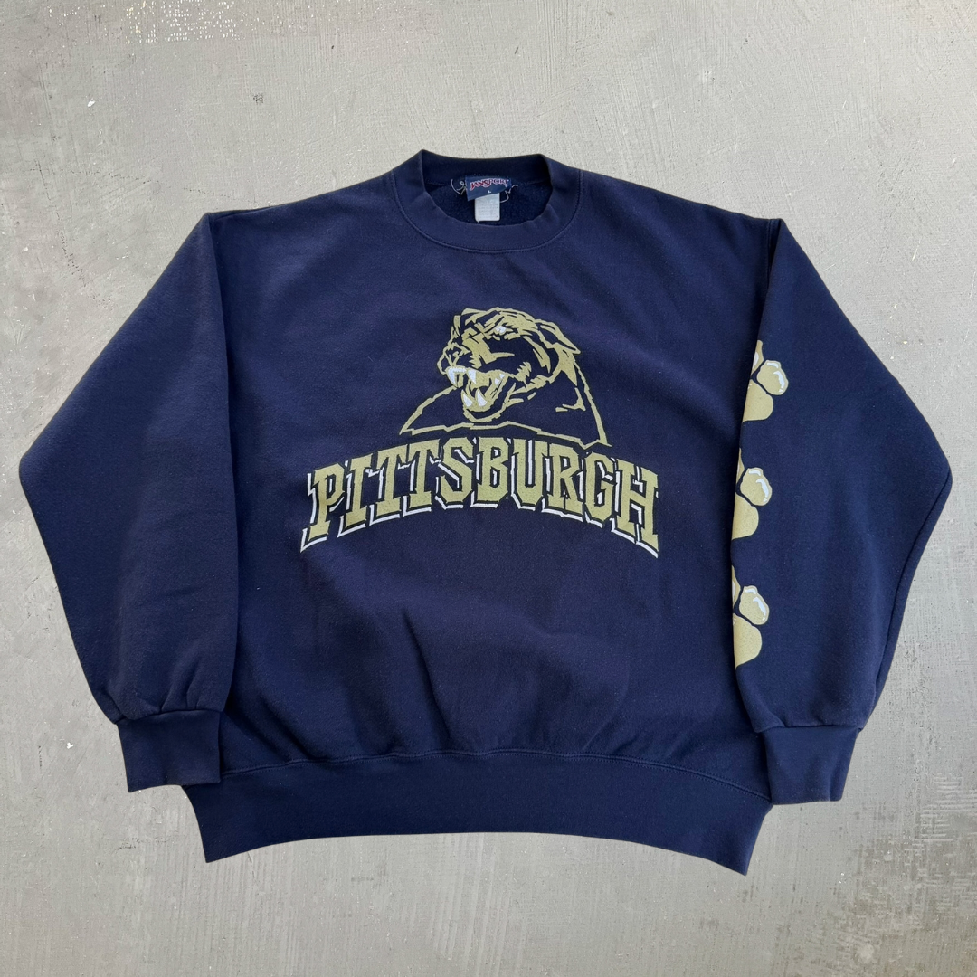 Vintage University Of Pittsburgh Panthers Graphic Crewneck - L