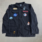 J- Vintage Stussy Zip Up Cargo Jacket w/ Custom Patches - XL