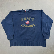 J- Vintage 90s Chaps Ralph Lauren American Flag Knit Sweater - XL