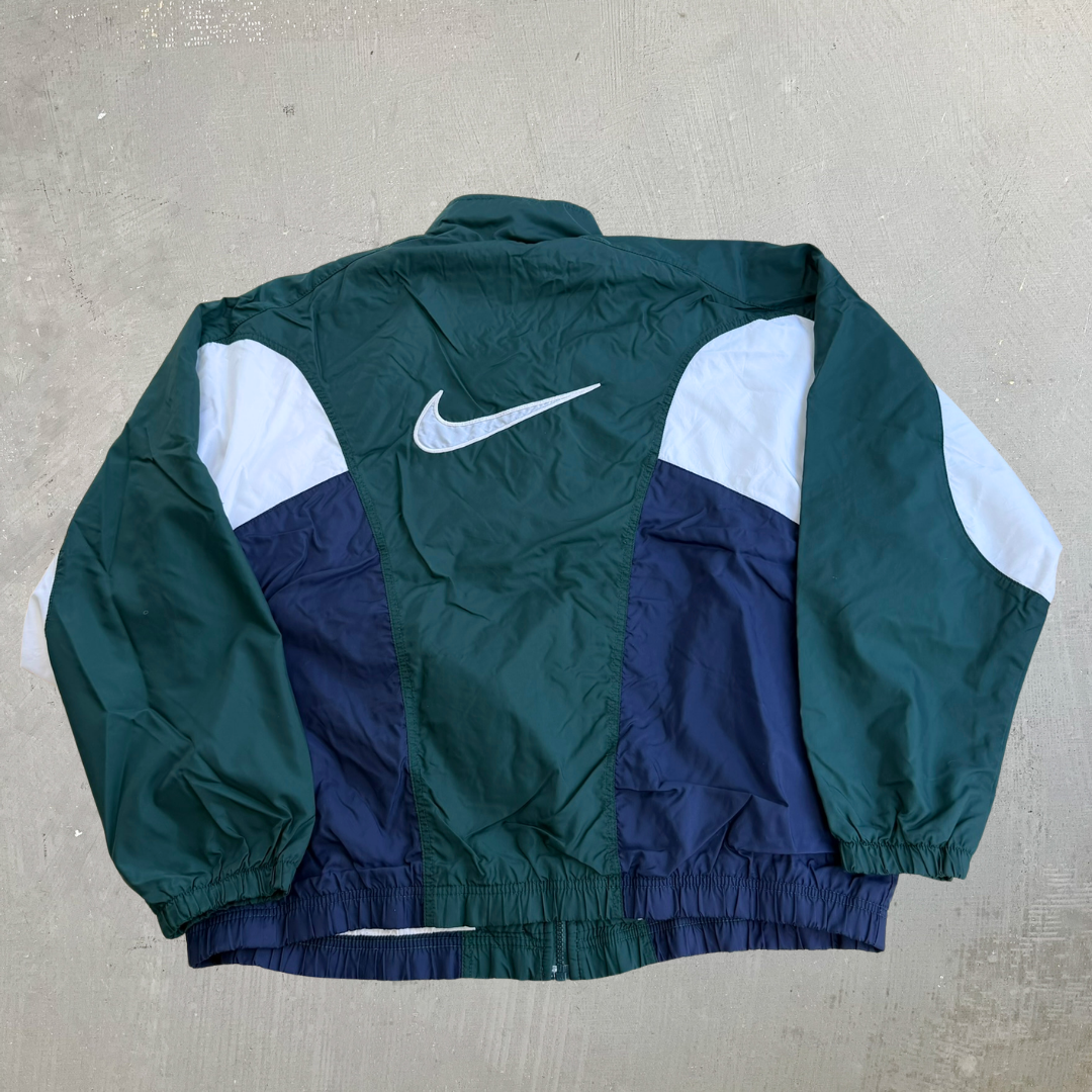 J- Vintage 90s Nike Embroidered Swoosh Zip Up Lightweight Windbreaker Jacket - L
