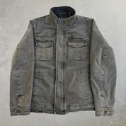Levi's Olive Green Washed Cotton Quilt Lined Zip Up Field Jacket - M
